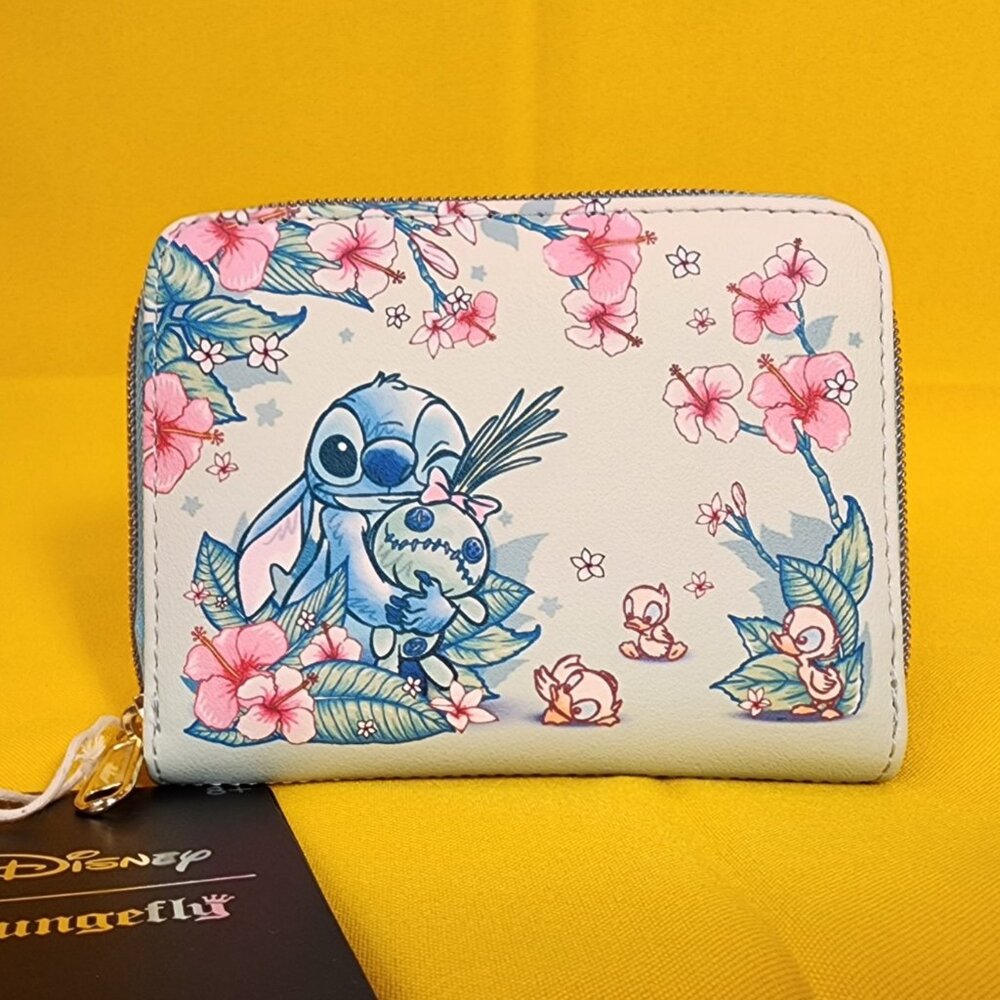 Loungefly Disney Lilo and Stitch Scrump Ducks Ducklings Floral Zip Wallet NEW